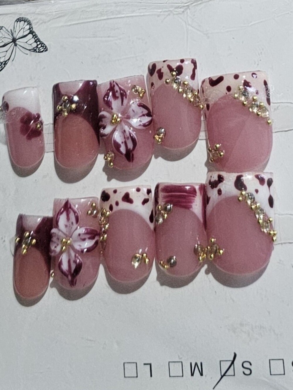 ⚡️4/$20 Floral Press On Nails Size Small
